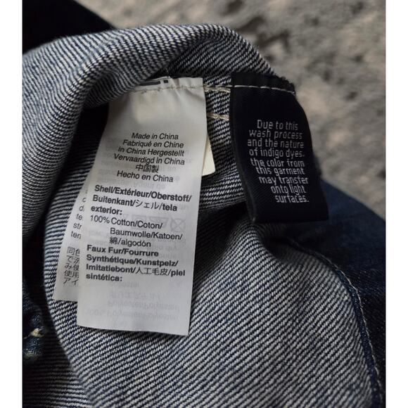 Madewell Lightweight Denim Jacket Teddy Faux Fur Collar Large Casual Streetwear - Picture 9 of 9